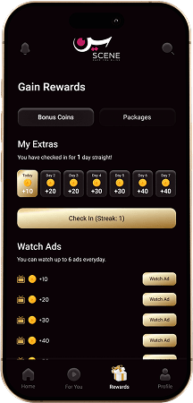 Phone displaying Scene rewards